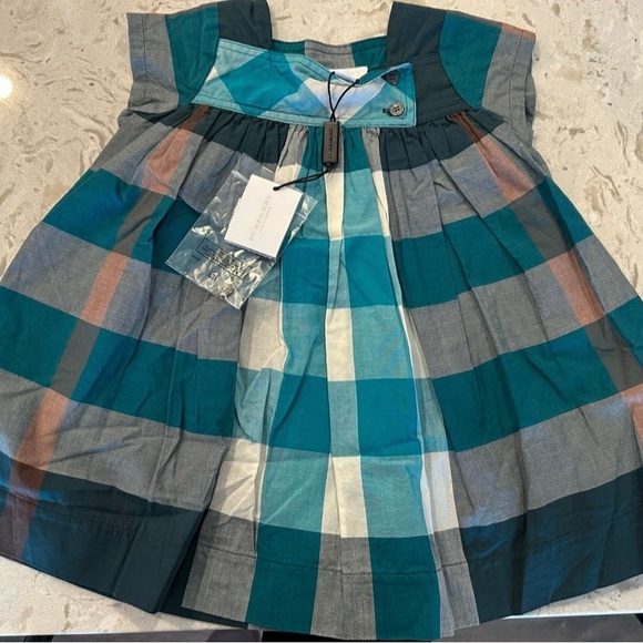 Burberry Teal and Gray Plaid Dress size 12 months - Picture 2 of 7